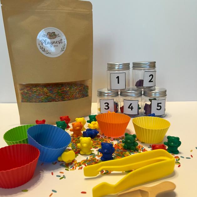 Rainbow Sort & Count Sensory Box